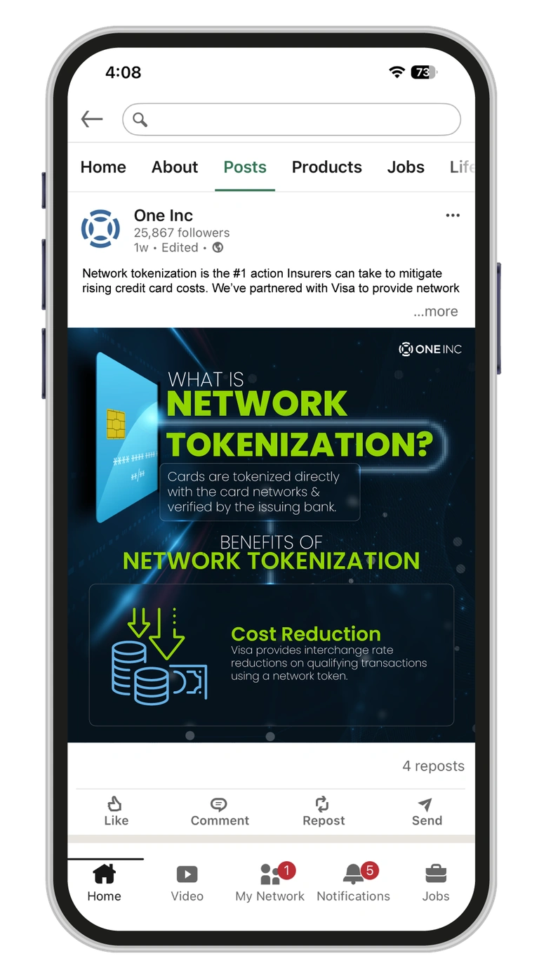 The network tokenization infographic adapted for a mobile display